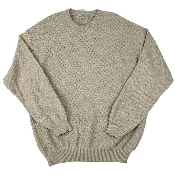 Pronto Uomo Sweater Men's 54/XL Beige Knit Linen/Cotton Made in Italy Vntg. 90s. - Picture 1 of 12